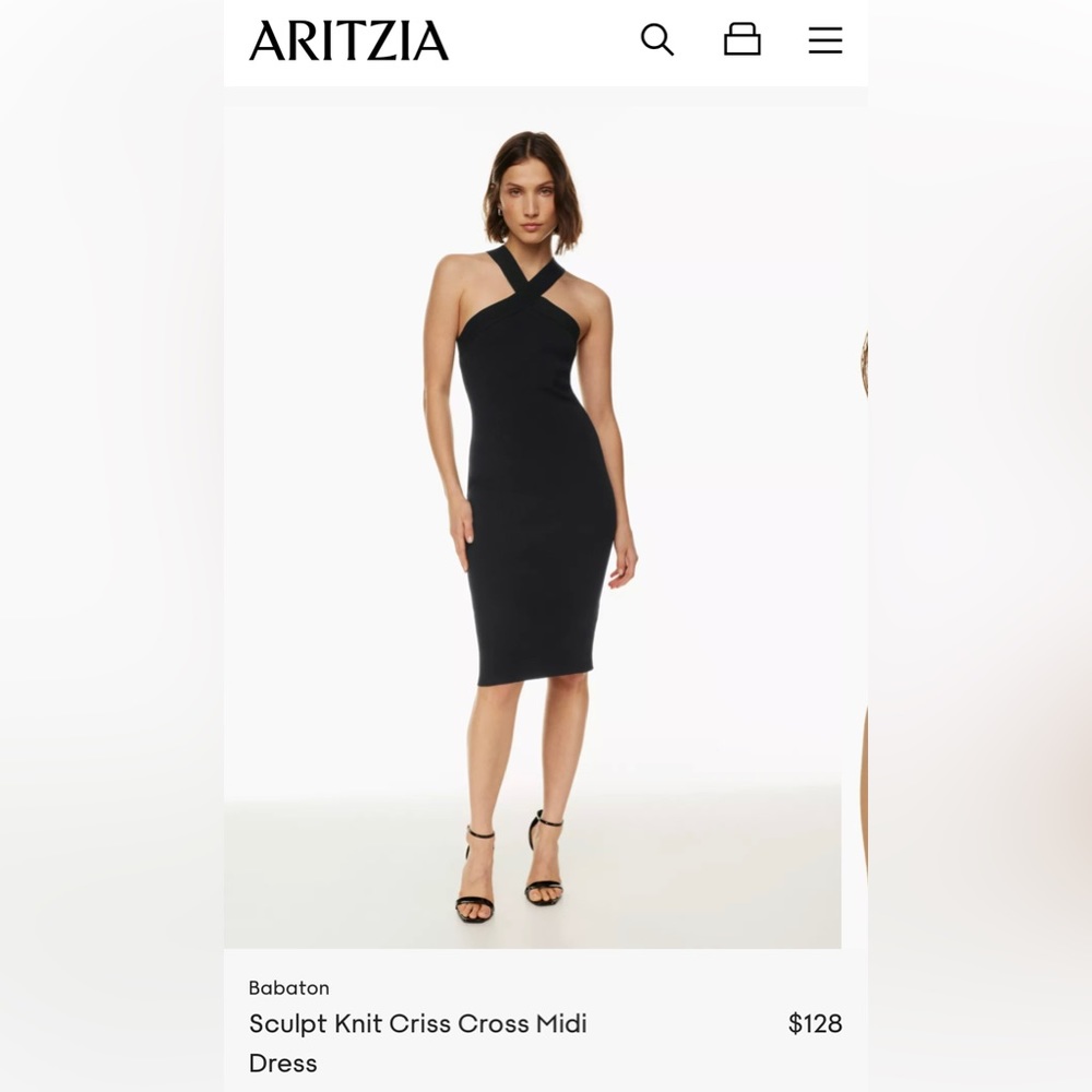 Babaton Sculpt Knit Criss Cross Midi Dress (Size S)